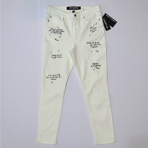 Karl Lagerfeld Women’s Signature Script-Print Skinny Denim Jeans-Size 10 New